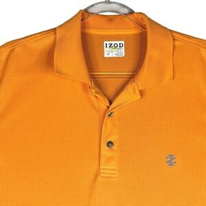 IZOD Golf Polo Shirt Men's Large Orange‎ Performance Short Sleeve Textured
